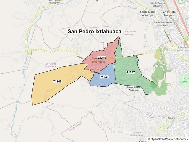 Mapa de códigos postales de San Pedro Ixtlahuaca, Oaxaca
