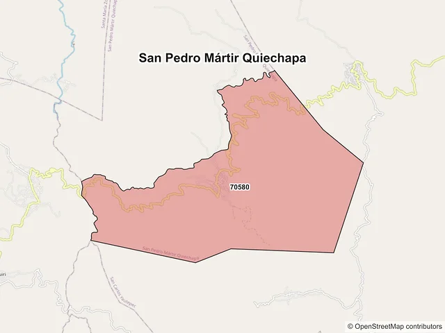 Mapa de códigos postales de San Pedro Mártir Quiechapa, Oaxaca