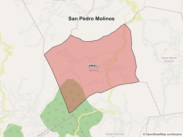 Mapa de códigos postales de San Pedro Molinos, Oaxaca