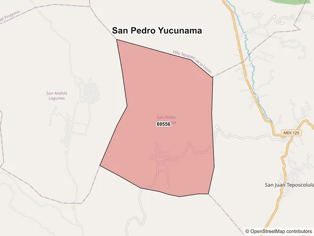 Mapa de códigos postales de San Pedro Yucunama, Oaxaca
