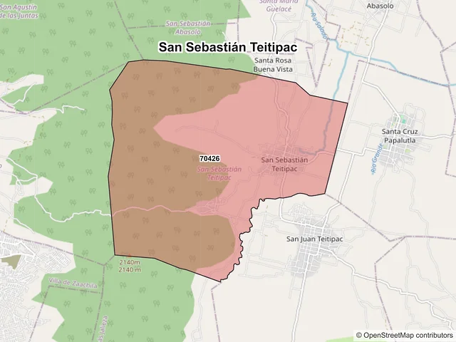 Mapa de códigos postales de San Sebastián Teitipac, Oaxaca