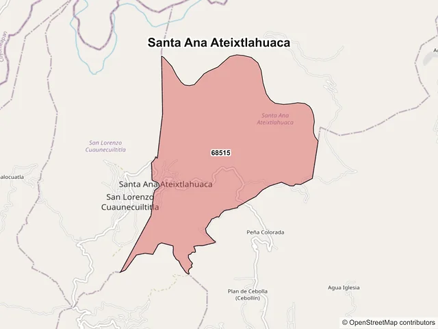 Mapa de códigos postales de Santa Ana Ateixtlahuaca, Oaxaca