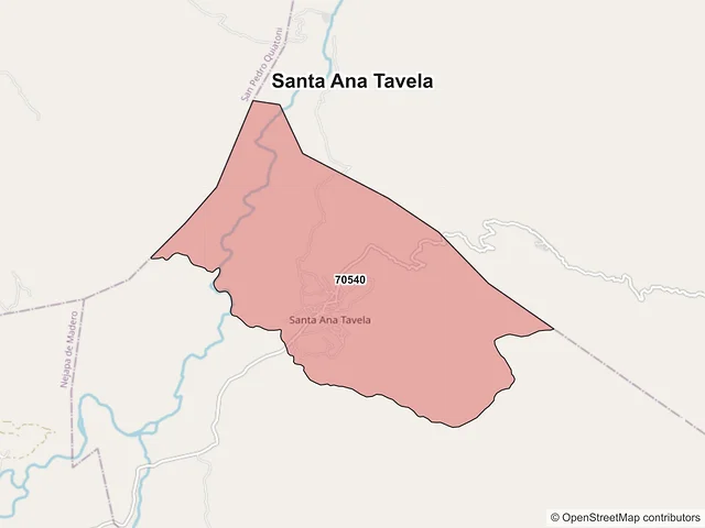Mapa de códigos postales de Santa Ana Tavela, Oaxaca