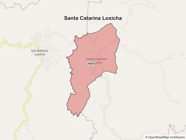 Mapa de códigos postales de Santa Catarina Loxicha, Oaxaca