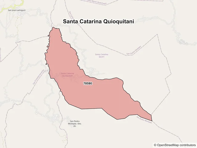 Mapa de códigos postales de Santa Catarina Quioquitani, Oaxaca