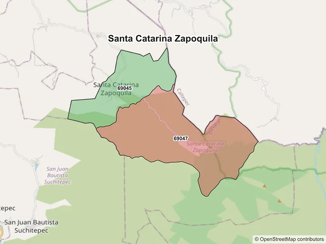 Mapa de códigos postales de Santa Catarina Zapoquila, Oaxaca
