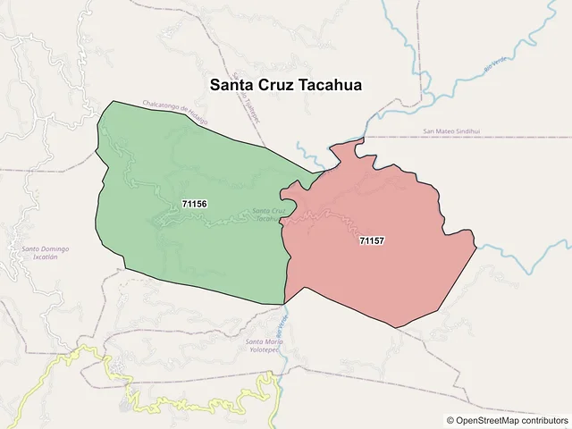 Mapa de códigos postales de Santa Cruz Tacahua, Oaxaca