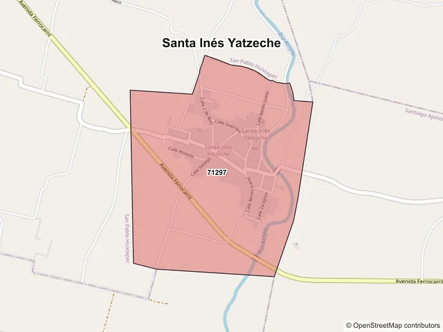 Mapa de códigos postales de Santa Inés Yatzeche, Oaxaca