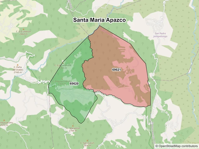 Mapa de códigos postales de Santa María Apazco, Oaxaca