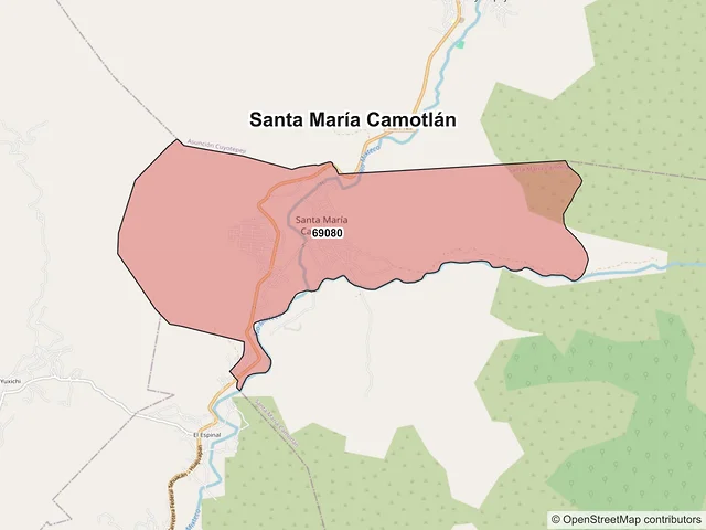Mapa de códigos postales de Santa María Camotlán, Oaxaca