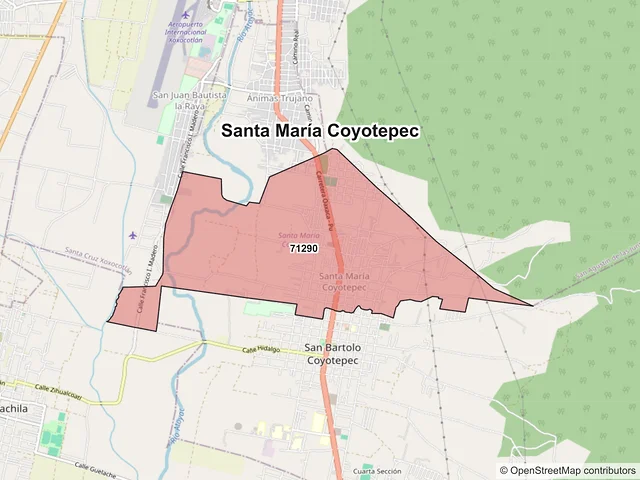 Mapa de códigos postales de Santa María Coyotepec, Oaxaca