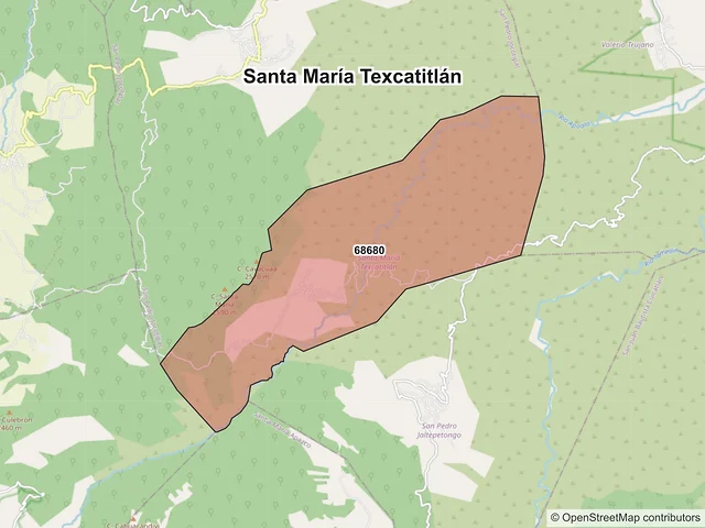 Mapa de códigos postales de Santa María Texcatitlán, Oaxaca