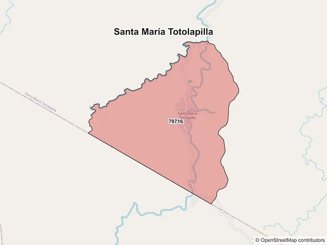 Mapa de códigos postales de Santa María Totolapilla, Oaxaca