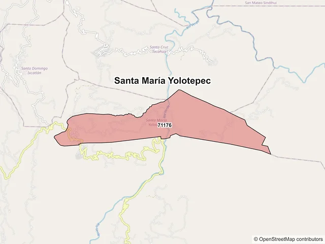 Mapa de códigos postales de Santa María Yolotepec, Oaxaca