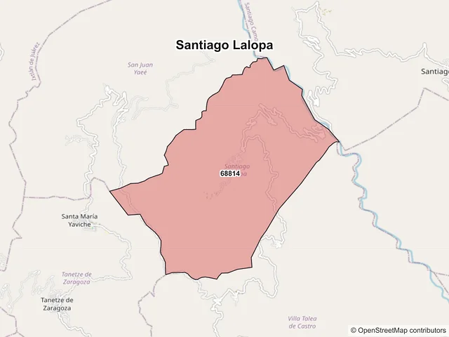 Mapa de códigos postales de Santiago Lalopa, Oaxaca