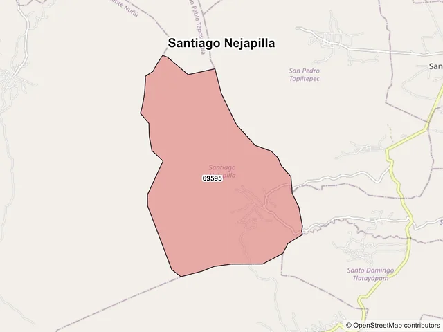 Mapa de códigos postales de Santiago Nejapilla, Oaxaca