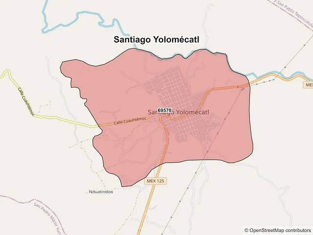 Mapa de códigos postales de Santiago Yolomécatl, Oaxaca