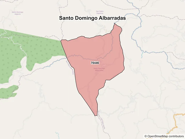 Mapa de códigos postales de Santo Domingo Albarradas, Oaxaca