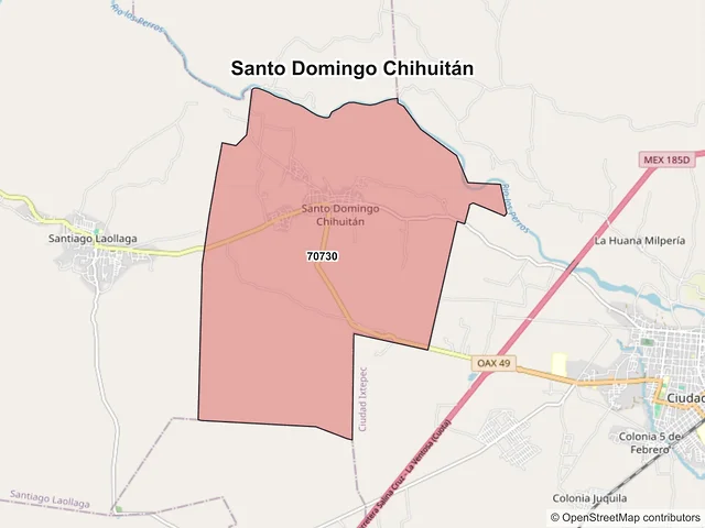Mapa de códigos postales de Santo Domingo Chihuitán, Oaxaca