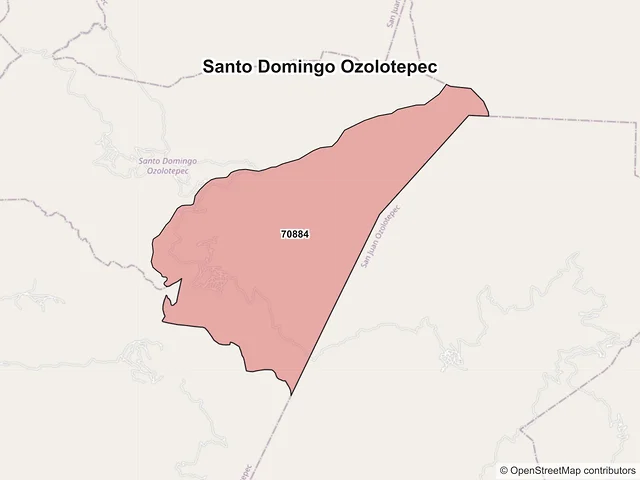 Mapa de códigos postales de Santo Domingo Ozolotepec, Oaxaca