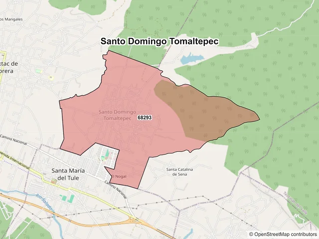Mapa de códigos postales de Santo Domingo Tomaltepec, Oaxaca