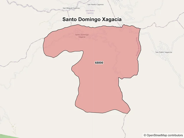 Mapa de códigos postales de Santo Domingo Xagacía, Oaxaca