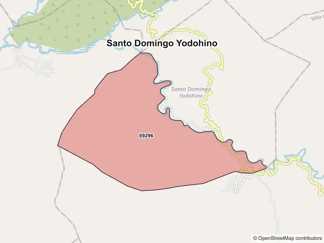 Mapa de códigos postales de Santo Domingo Yodohino, Oaxaca
