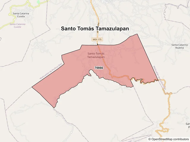 Mapa de códigos postales de Santo Tomás Tamazulapan, Oaxaca