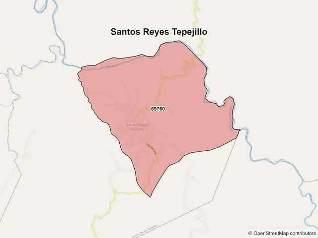 Mapa de códigos postales de Santos Reyes Tepejillo, Oaxaca