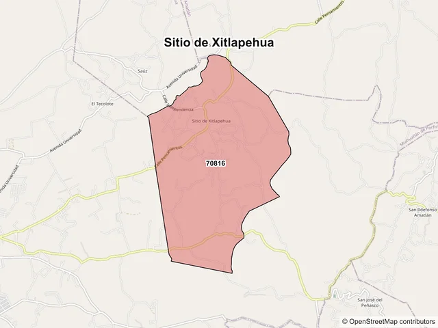Mapa de códigos postales de Sitio de Xitlapehua, Oaxaca