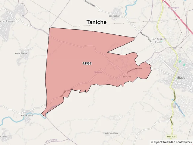 Mapa de códigos postales de Taniche, Oaxaca