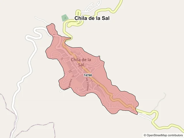 Mapa de códigos postales de Chila de la Sal, Puebla