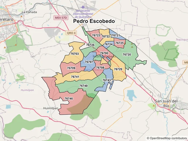 Mapa de códigos postales de Pedro Escobedo, Querétaro