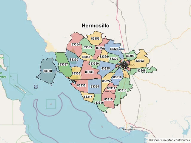 Mapa de códigos postales de Hermosillo, Sonora