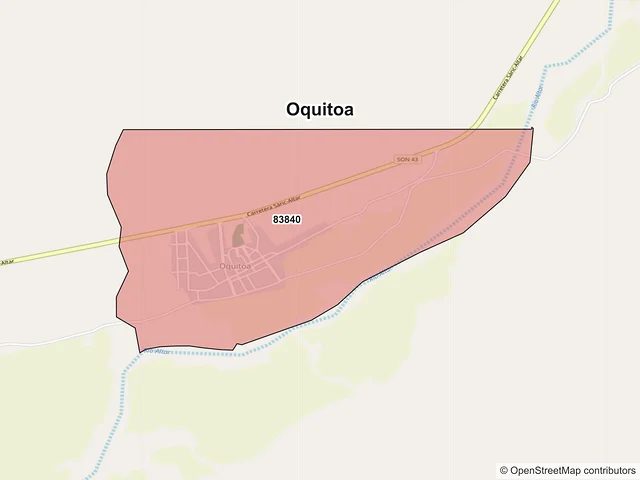 Mapa de códigos postales de Oquitoa, Sonora