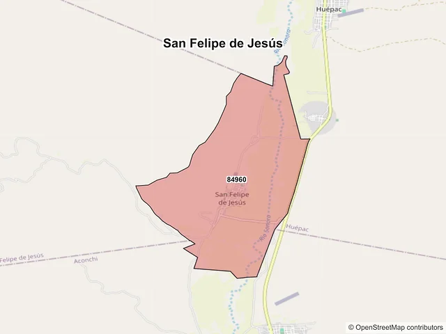 Mapa de códigos postales de San Felipe de Jesús, Sonora