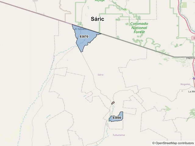 Mapa de códigos postales de Sáric, Sonora