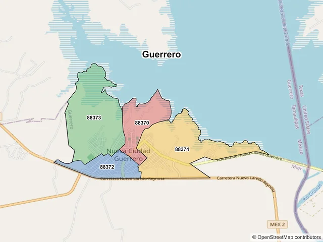 Mapa de códigos postales de Guerrero, Tamaulipas