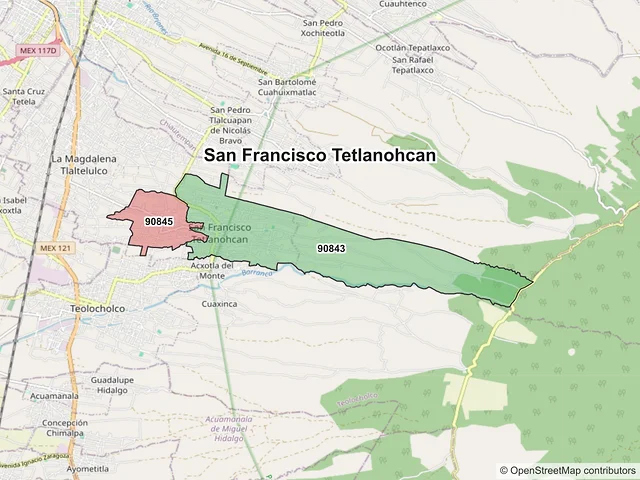 Mapa de códigos postales de San Francisco Tetlanohcan, Tlaxcala