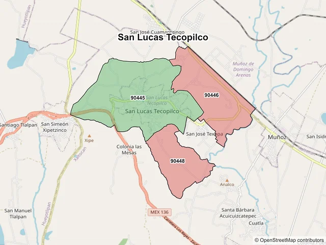 Mapa de códigos postales de San Lucas Tecopilco, Tlaxcala