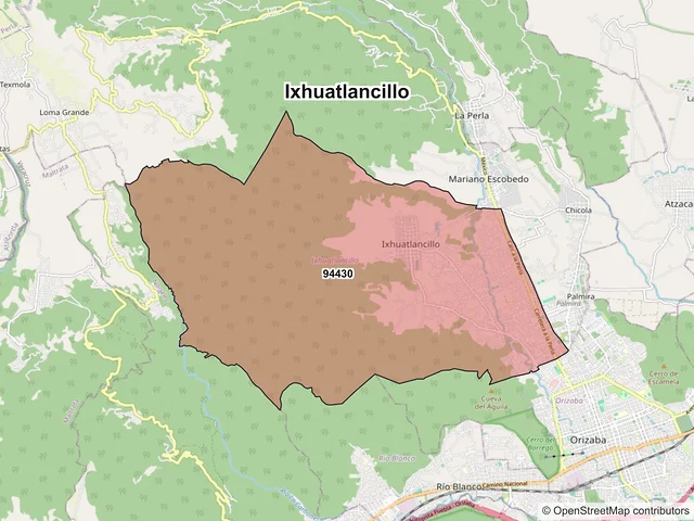 Mapa de códigos postales de Ixhuatlancillo, Veracruz de Ignacio de la Llave