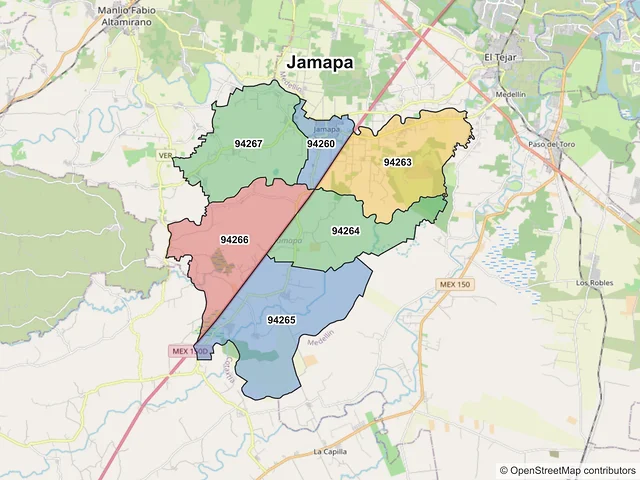 Mapa de códigos postales de Jamapa, Veracruz de Ignacio de la Llave