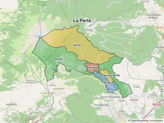 Mapa de códigos postales de La Perla, Veracruz de Ignacio de la Llave
