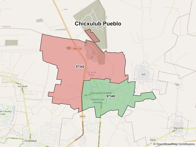 Mapa de códigos postales de Chicxulub Pueblo, Yucatán