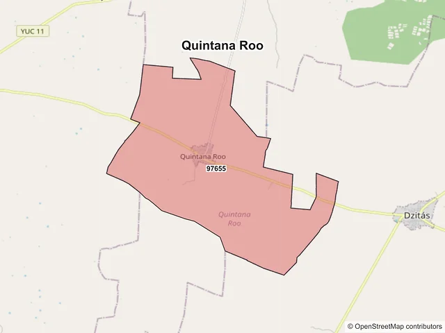 Mapa de códigos postales de Quintana Roo, Yucatán