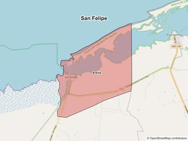 Mapa de códigos postales de San Felipe, Yucatán