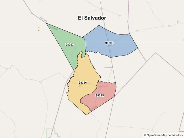 Mapa de códigos postales de El Salvador, Zacatecas